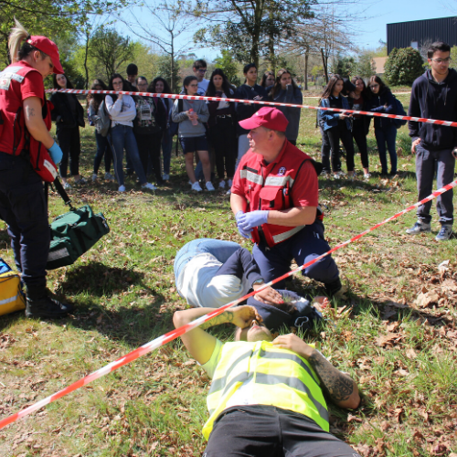 Simulação de acidente de bicicleta